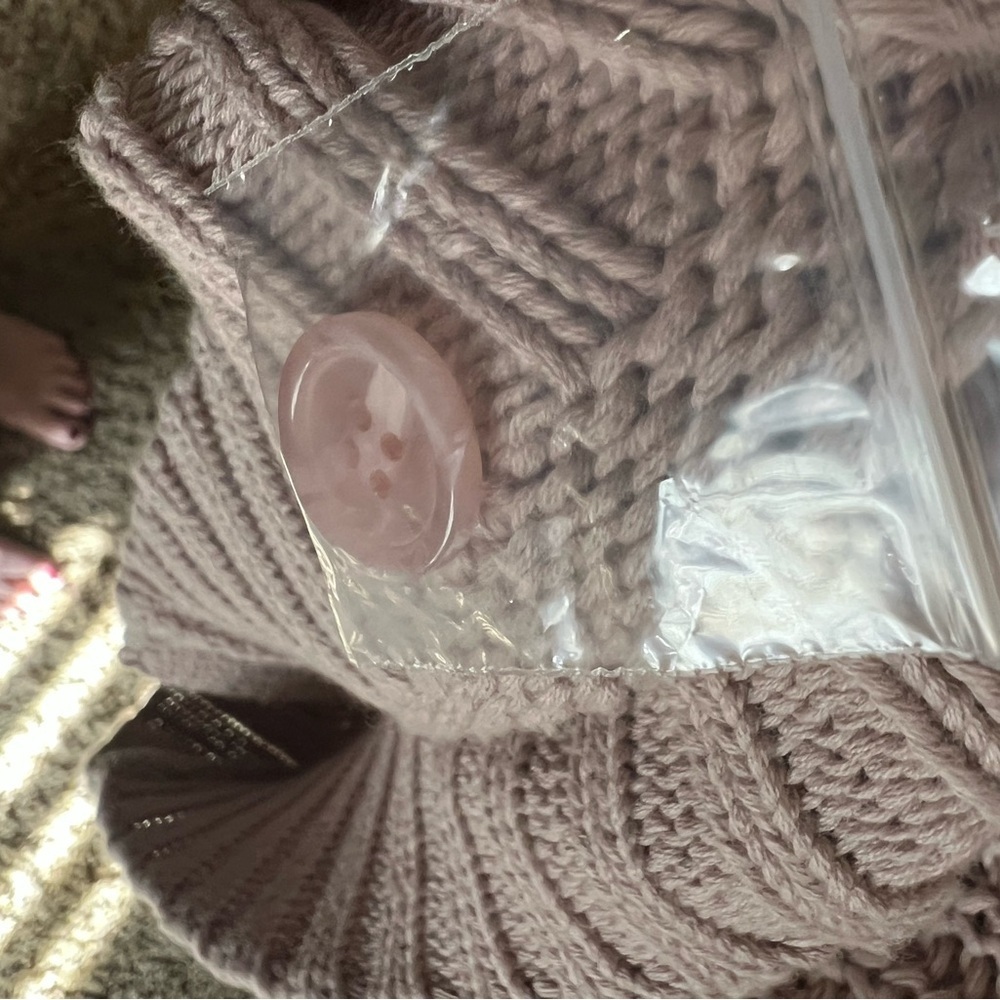 Hem & Thread Cream Cable Knit Cardigan Sweater - Picture 6 of 6